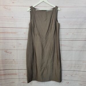 Kate Hill Petite Brown Gray Sleeveless Sheath Dress Size 14P